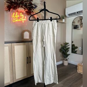 Cali 1850 Cream Linen Pants Size Small